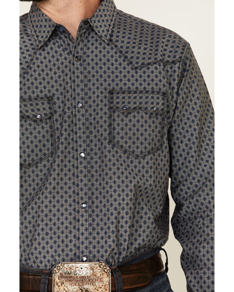 Moonshine Spirit Men's Paisley Icon Geo Print Long Sleeve Snap Western Shirt , Brown, hi-res