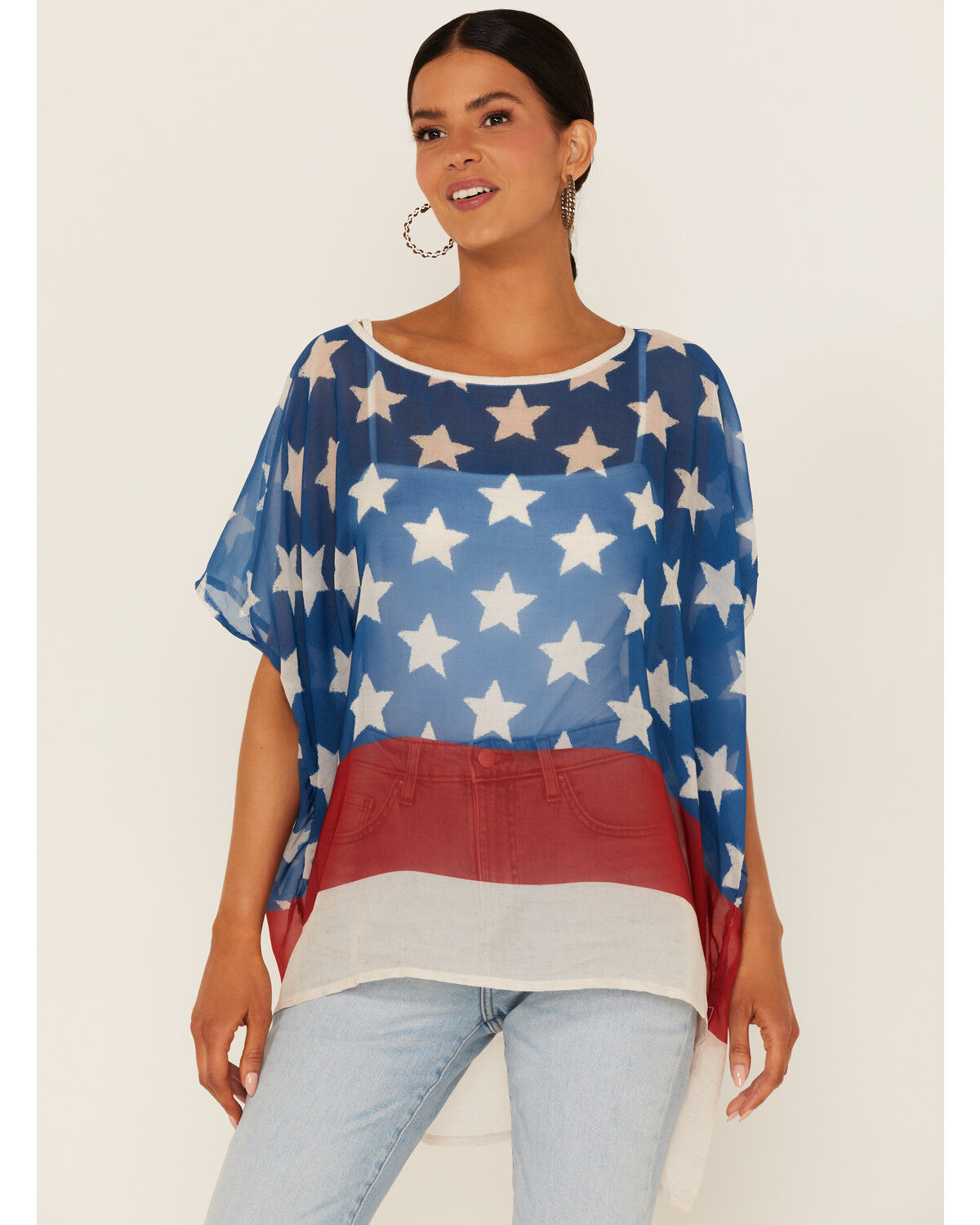 Image #1 - Tasha Polizzi Women's Stars & Stripes Spirit Poncho, Multi, hi-res