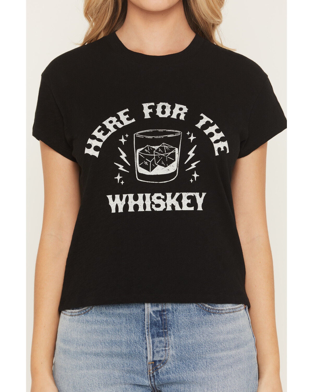 Image #3 - White Crow Women's Here For The Whiskey Short Sleeve Graphic T-Shirt, Black, hi-res