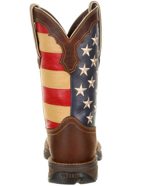 Durango Women's Lady Rebel Patriotic Flag Work Boots - Steel Toe, Brown, hi-res