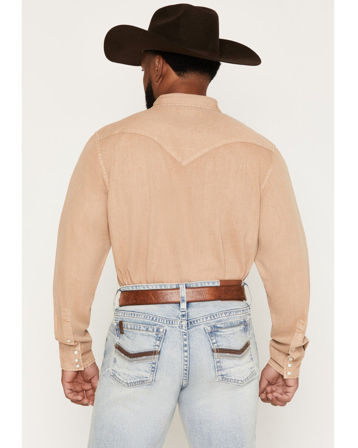 Image #4 - Cody James Men's Solid Long Sleeve Snap Denim Western Shirt - Big, Tan, hi-res