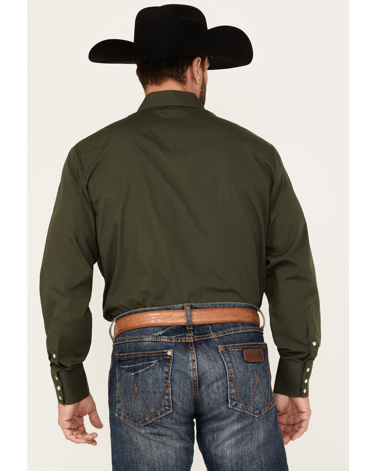 Image #4 - Roper Men's Solid Long Sleeve Pearl Snap Western Shirt, Green, hi-res