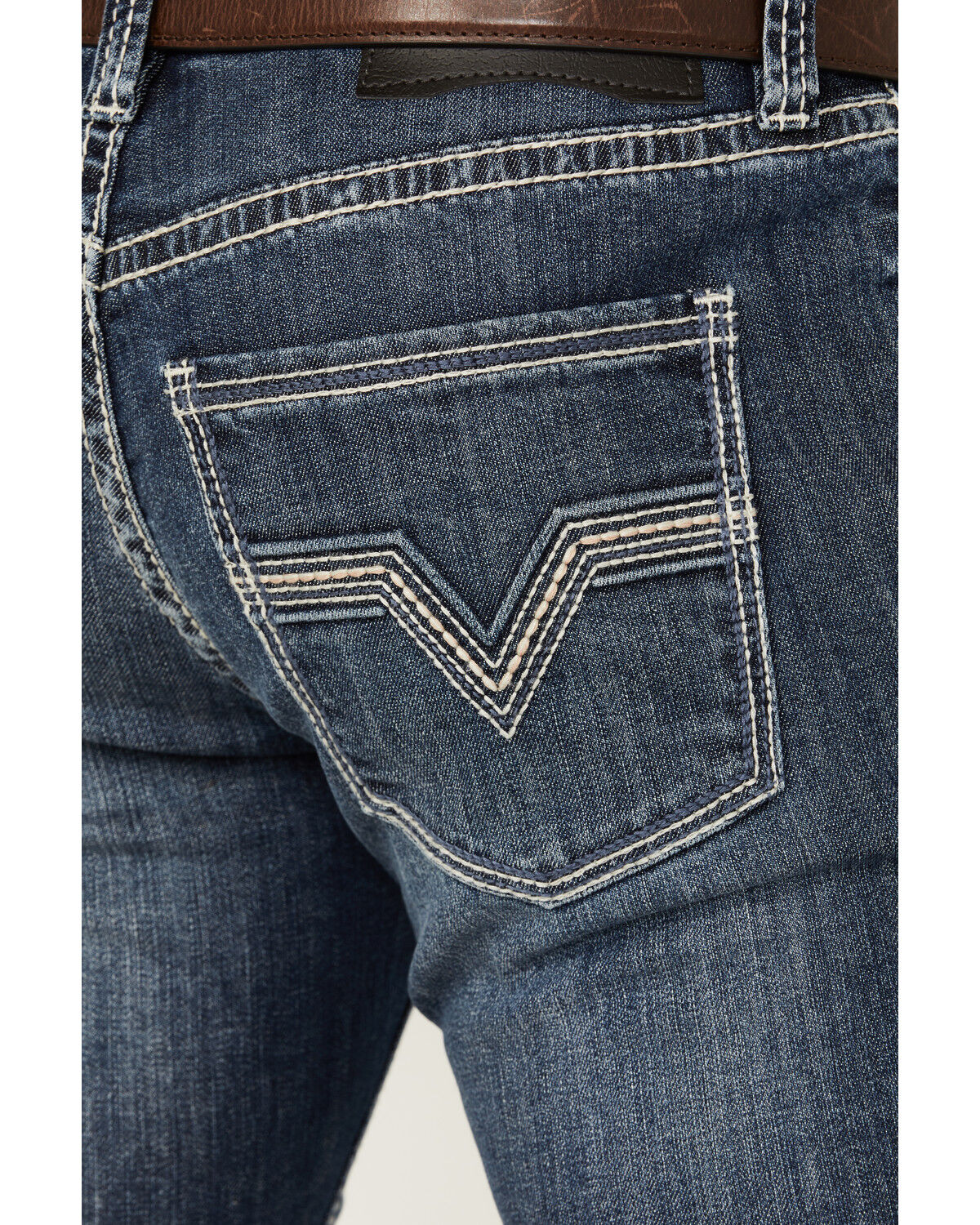 Image #4 - Rock & Roll Denim Men's Rifle Dark Vintage Wash Skinny Stretch Denim Jeans, Dark Medium Wash, hi-res