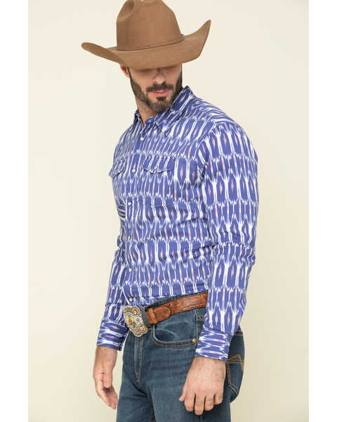Image #3 - Rock & Roll Denim Men's Ikat Southwestern Print Long Sleeve Western Shirt , Blue, hi-res