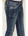 Image #4 - Grace In LA Girls' Paisley Embroidered Medium Wash Bootcut Stretch Denim Jeans, Medium Wash, hi-res