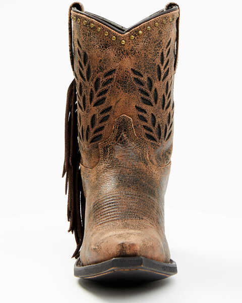 Image #4 - Laredo Women's Sweet Water Inlay Western Fashion Booties - Snip Toe, Dark Brown, hi-res