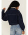 Image #4 - Unpublished Denim Women's Dark Wash Oversized Cropped Button Down Jacket, Blue, hi-res