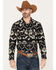 Image #1 - Rock & Roll Denim Men's Southwestern Print Long Sleeve Pearl Snap Western Shirt, Black, hi-res
