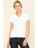 Dovetail Workwear Women's White Solid V-Neck Work Tee, White, hi-res