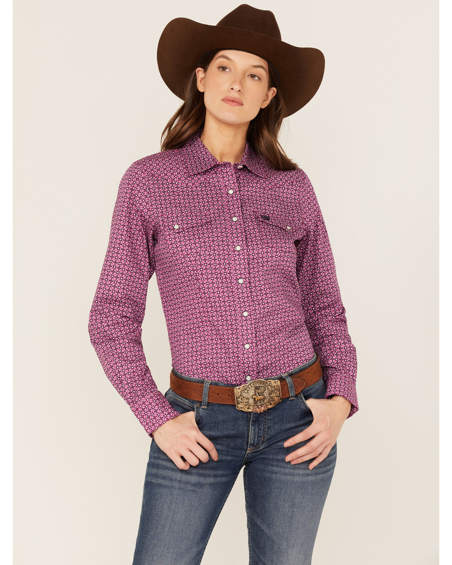 Cinch Women s Geo Print Long Sleeve Snap Western Shirt Country