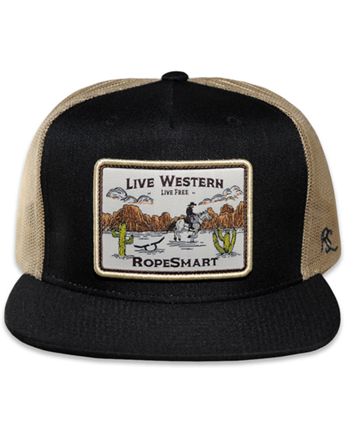 Image #3 - RopeSmart Men's Cowboy Patch Ball Cap, Black, hi-res