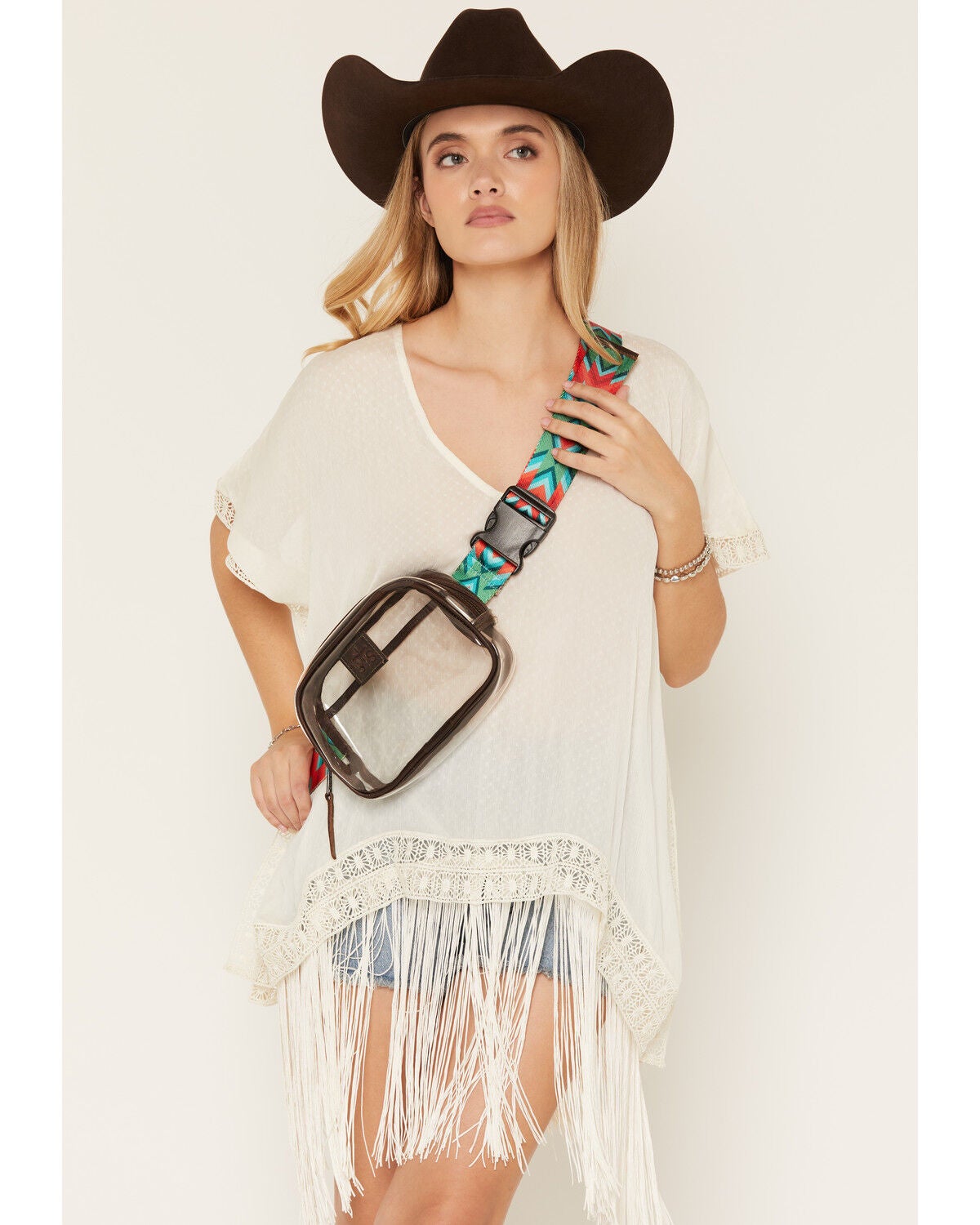 STS Ranchwear By Carroll Women's Clear Stadium Kair Crossbody Bag, Brown, hi-res