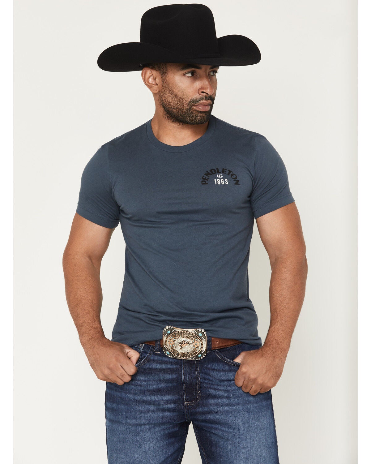 Image #2 - Pendleton Men's Wild West Short Sleeve Graphic T-Shirt, Navy, hi-res