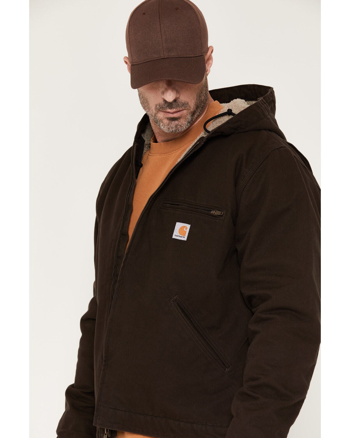 Carhartt Men's Washed Duck Sherpa Lined Hooded Work Jacket