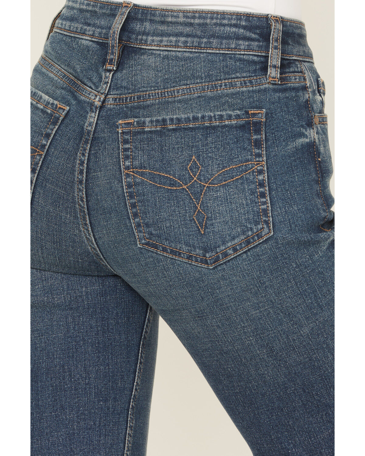 Image #4 - Shyanne Women's Harden Medium Wash High Rise Trouser Tall Cuff Comfort Stretch Denim Jeans, Medium Wash, hi-res