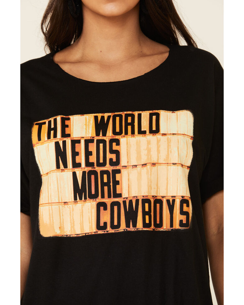 American Highway Women's World Needs More Cowboys Graphic Tee, Black, hi-res
