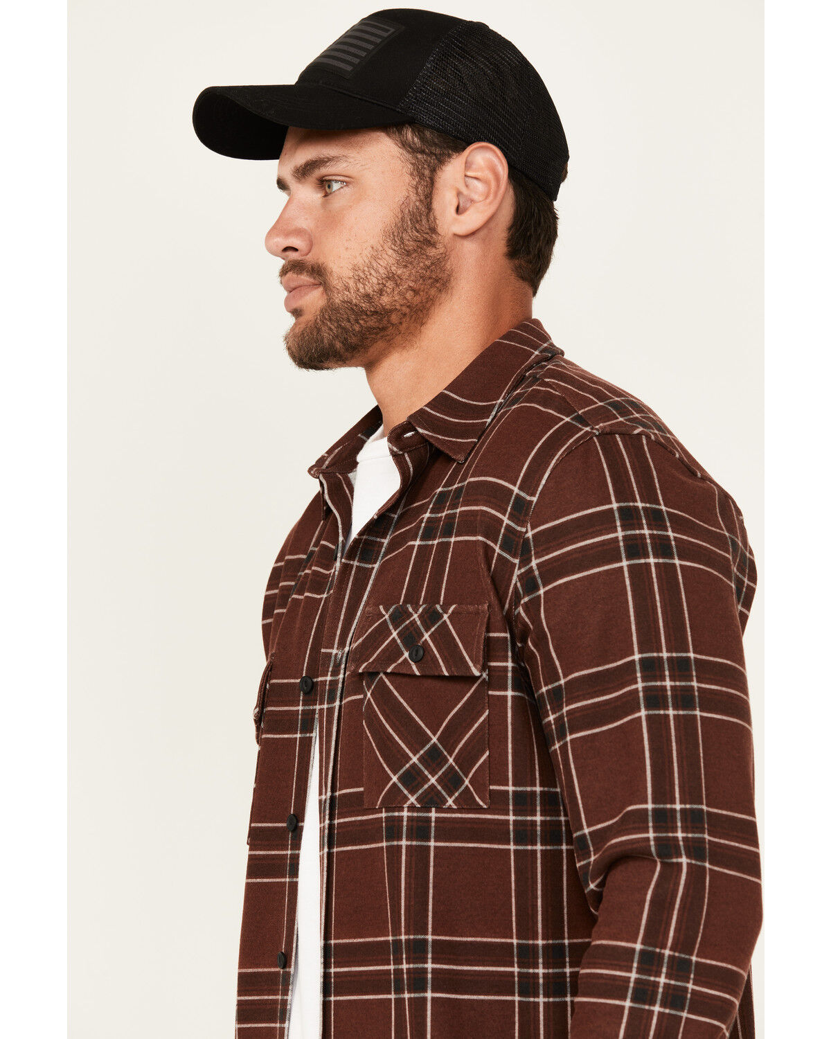 Image #2 - Brothers and Sons Men's Locket Plaid Print Long Sleeve Button-Down Stretch Western Shirt, Wine, hi-res