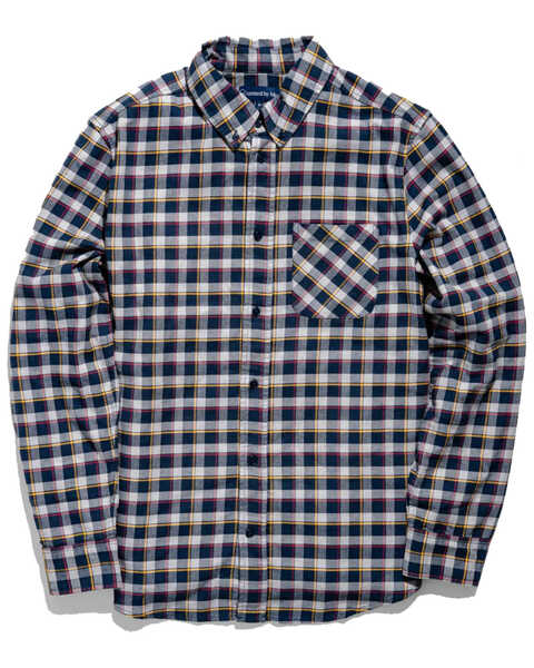 Image #1 - United By Blue Men's Organic Plaid Long Sleeve Western Flannel Shirt , Blue, hi-res