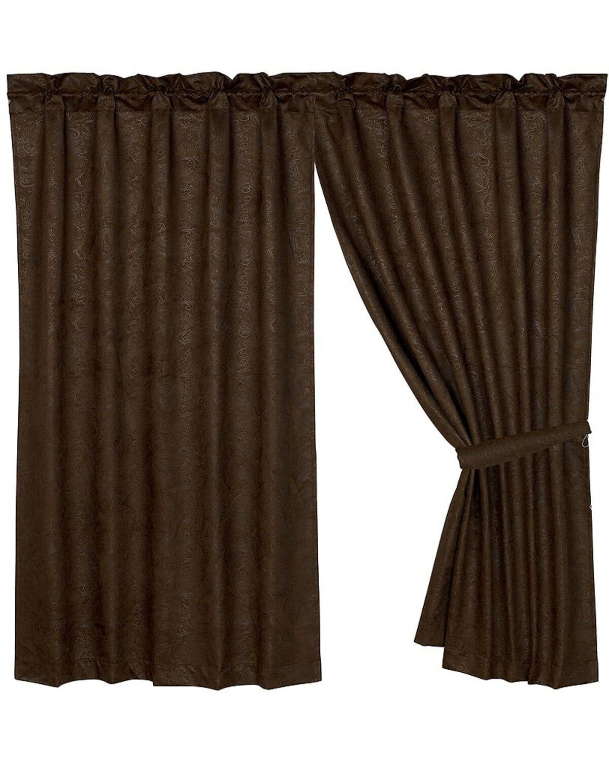 Image #1 - HiEnd Accents Caldwell Faux Tooled Leather Curtain, Multi, hi-res