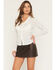 Image #1 - Bailey Rose Women's Ditsy Floral Long Sleeve Button-Down Western Shirt, White, hi-res