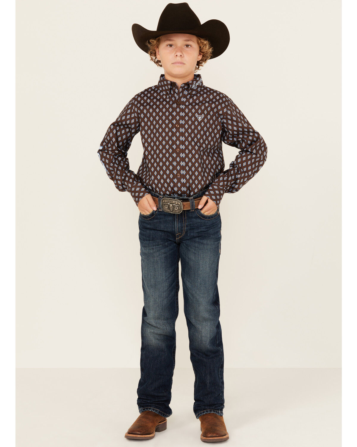 Image #1 - Ariat Boys' B5 Dark Wash Slim Straight Denim Jeans, Dark Wash, hi-res