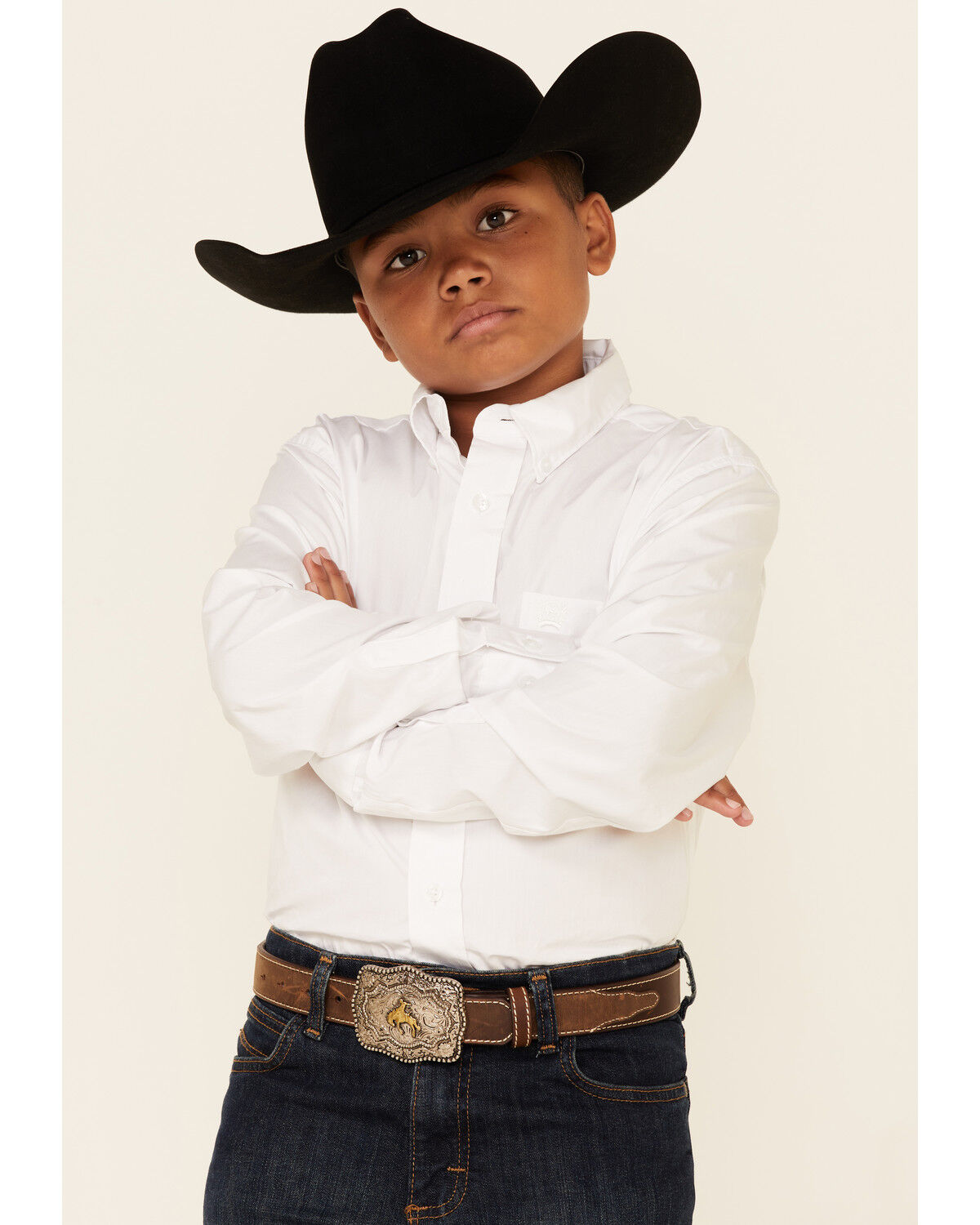 Image #1 - Cinch Boys' Long Sleeve Shirt, White, hi-res