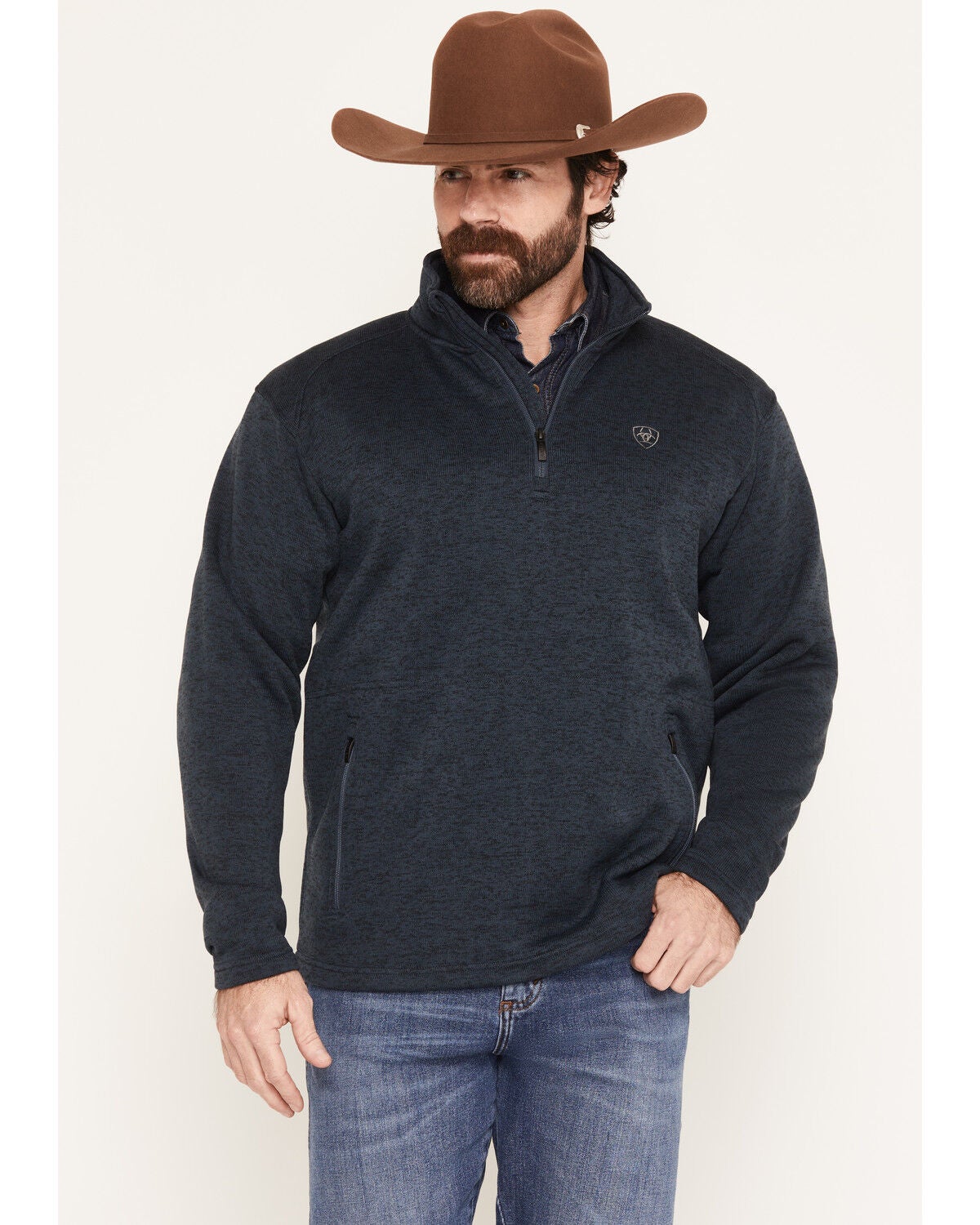 Ariat Men's Caldwell 1/4 Button-Down Pullover, Blue, hi-res