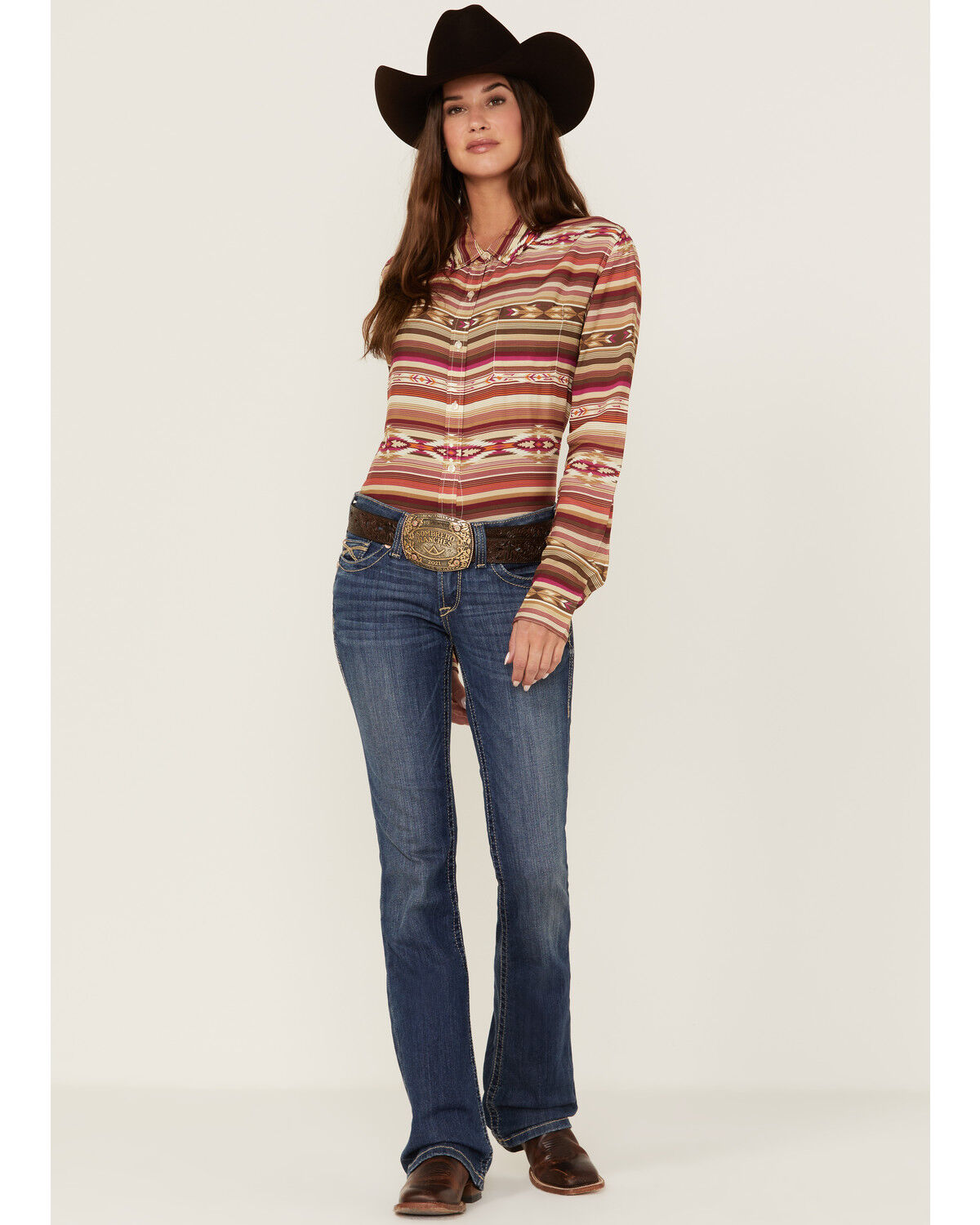 Image #4 - Stetson Women's Serape Stripe Print Long Sleeve Button Down Shirt, Multi, hi-res