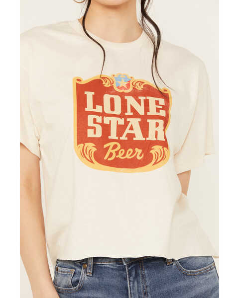 Image #3 - Brew City Beer Gear Women's Lone Star Cropped Short Sleeve Graphic Tee, Ivory, hi-res