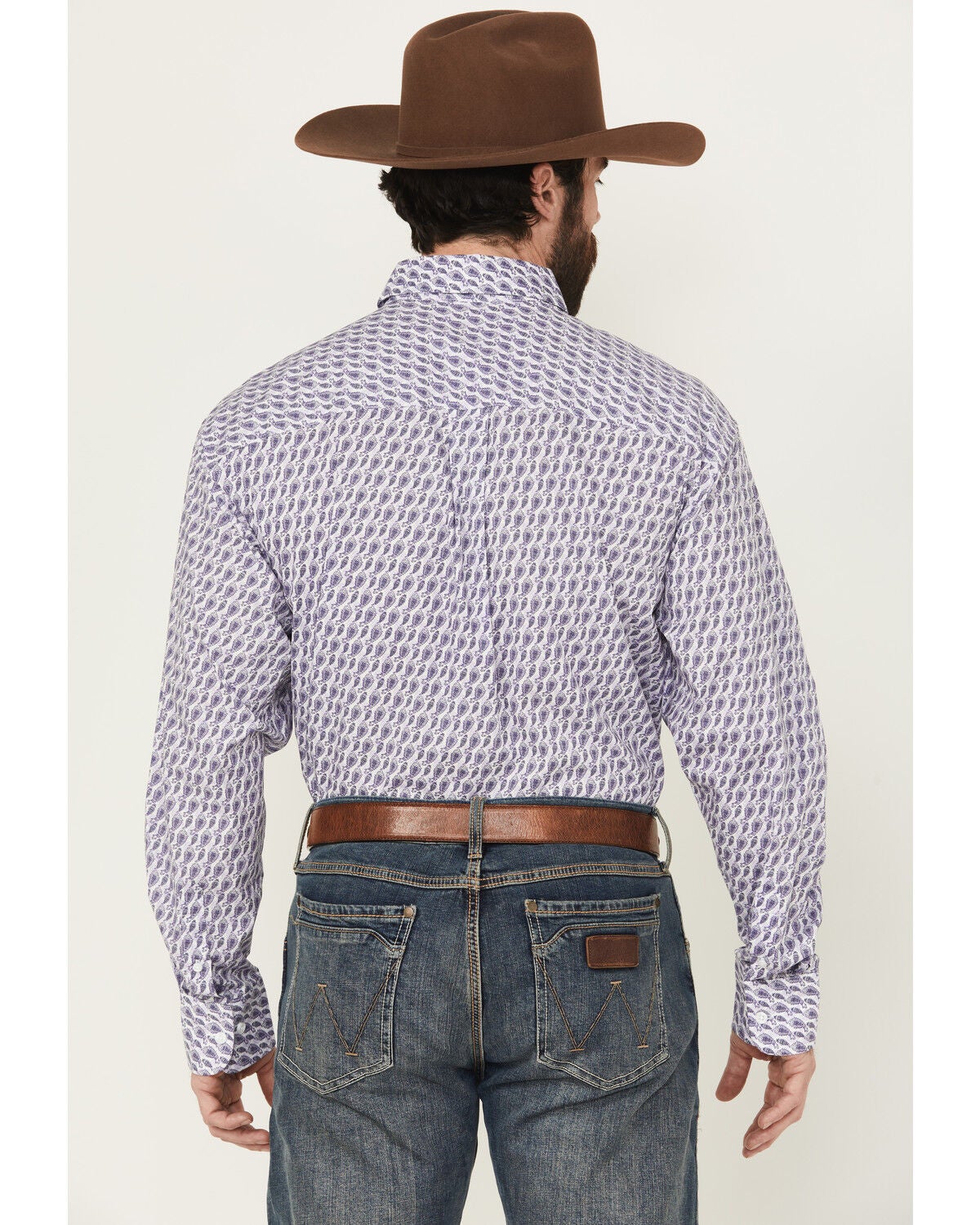 Image #4 - George Strait by Wrangler Men's Paisley Print Long Sleeve Button-Down Stretch Western Shirt, Purple, hi-res
