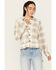 Image #1 - Cleo + Wolf Women's Anthony Heathered Knit Long Sleeve Cropped Shacket, Bark, hi-res