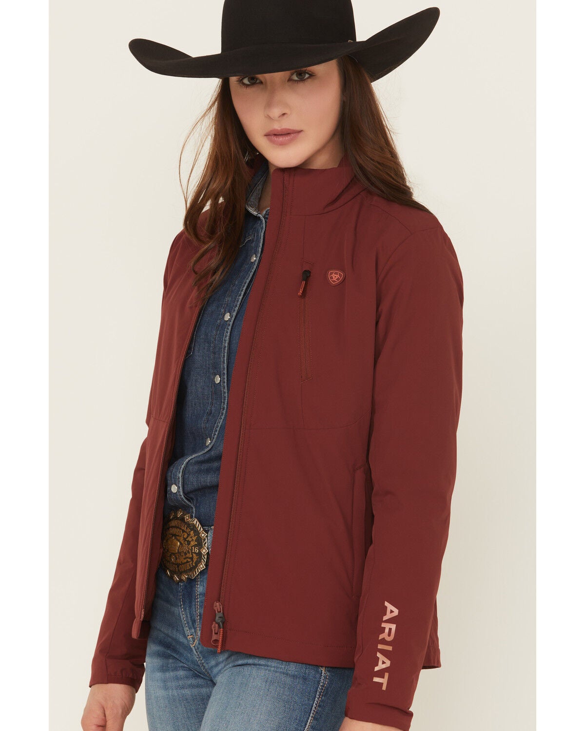 Image #2 - Ariat Women's Rion Stretchshell Jacket, Brown, hi-res
