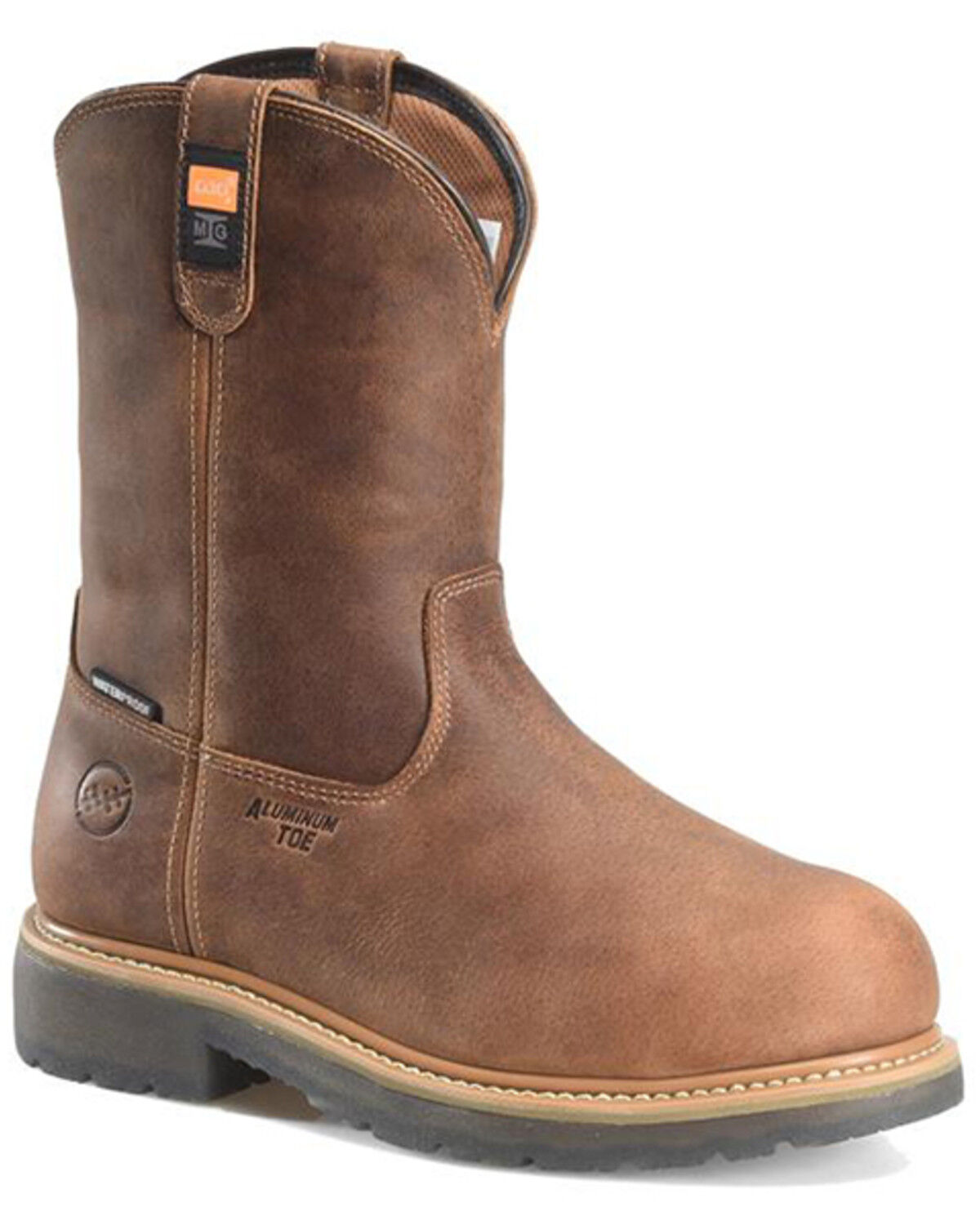Image #1 - Double H Men's 10" Boss Waterproof Wellington Work Boots - Round Toe, Brown, hi-res