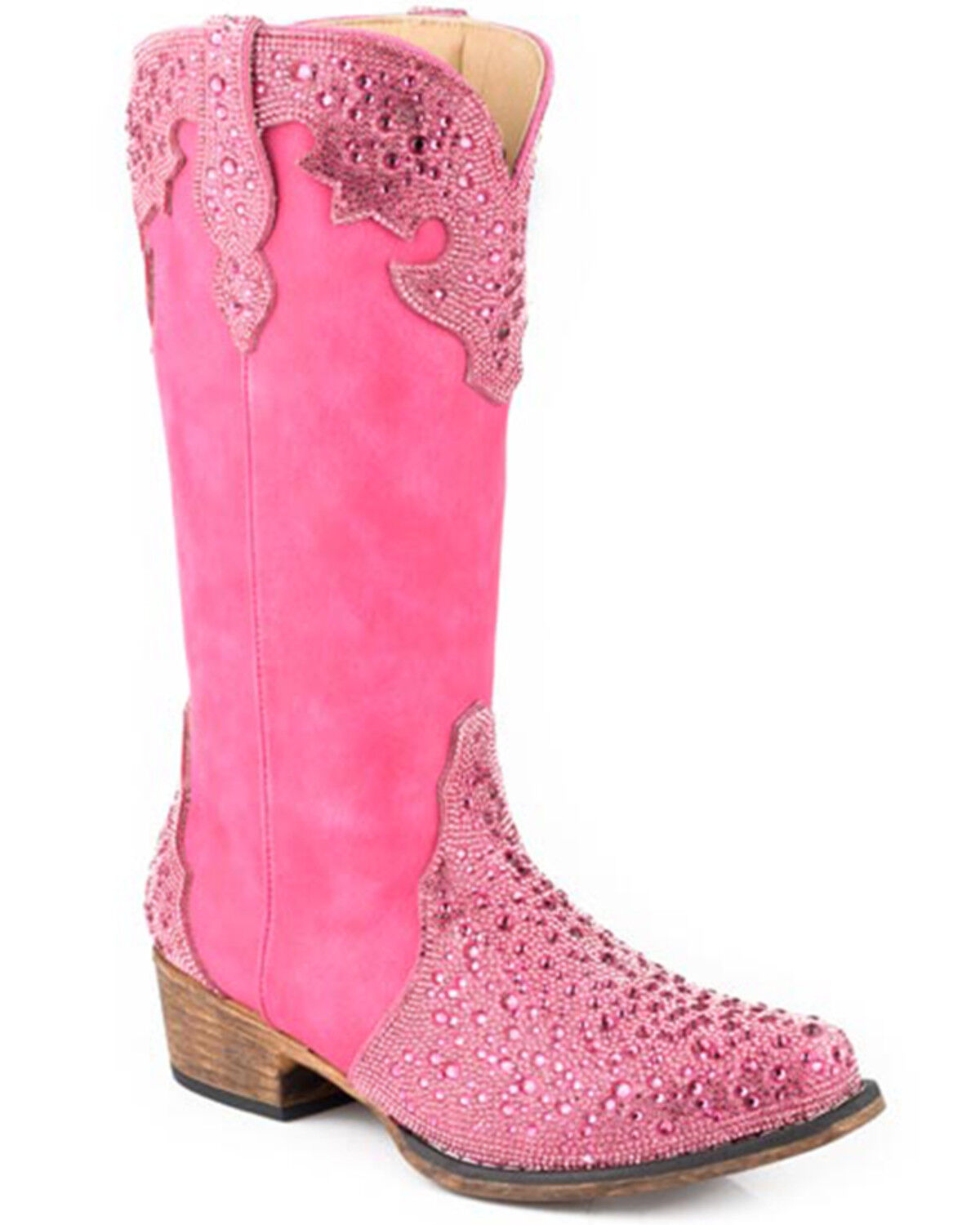 Image #1 - Roper Women's Riley Jewells Western Boots - Snip Toe, Pink, hi-res