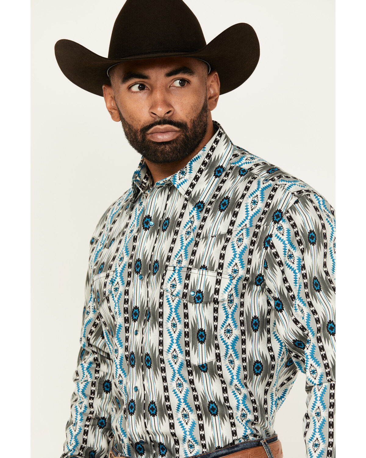 Image #2 - Wrangler Men's Checotah Southwestern Print Long Sleeve Snap Western Shirt - Big, Multi, hi-res
