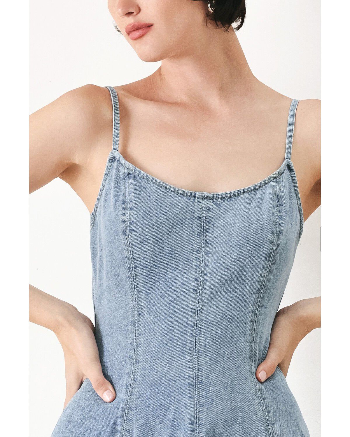 Image #3 - Flying Tomato Women's Cloud Ninette Denim Midi Dress, Light Wash, hi-res