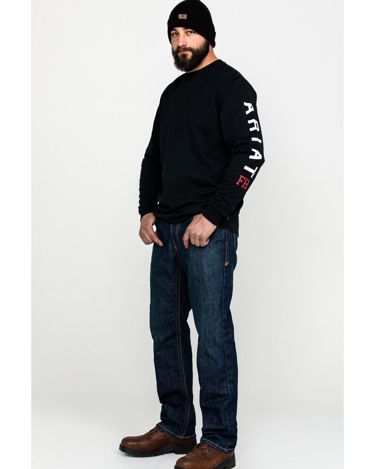 Image #6 - Ariat Men's FR Roughneck Back Skull Graphic Long Sleeve Work T-Shirt - Tall, Black, hi-res