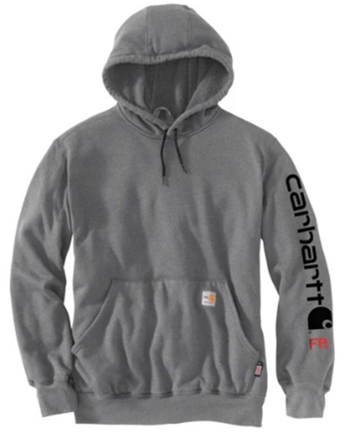 Image #2 - Carhartt Men's FR Solid Force Midweight Signature Logo Hooded Work Sweatshirt - Big, Grey, hi-res