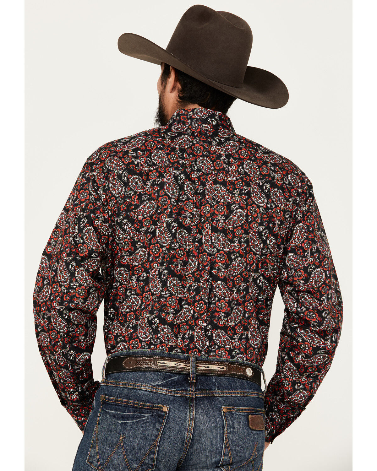 Image #4 - Cinch Men's Paisley Print Long Sleeve Button-Down Western Shirt, Black, hi-res
