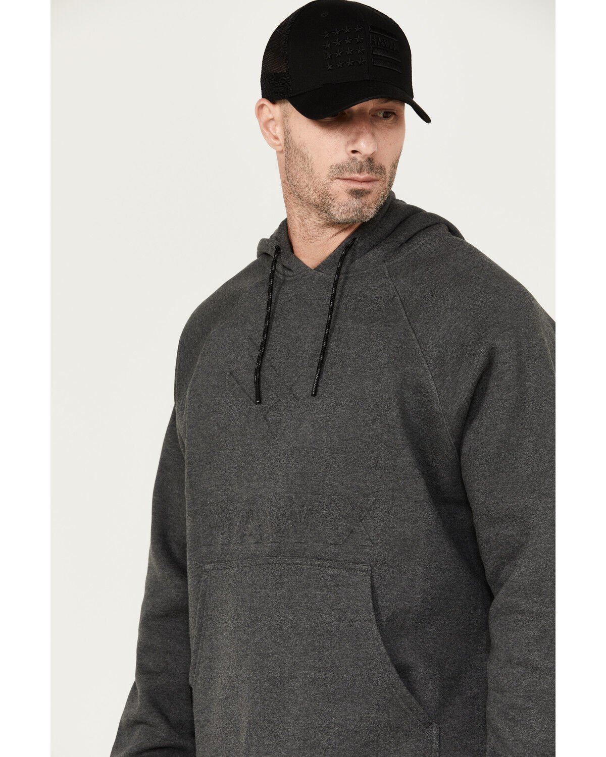 Image #2 - Hawx Men's Embossed Hooded Sweatshirt, Charcoal, hi-res