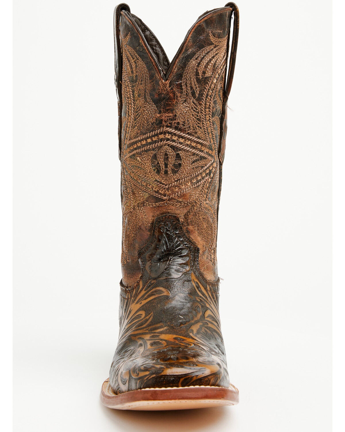 Image #4 - Tanner Mark Men's Hand Tooled Western Boots - Broad Square Toe, Brown, hi-res