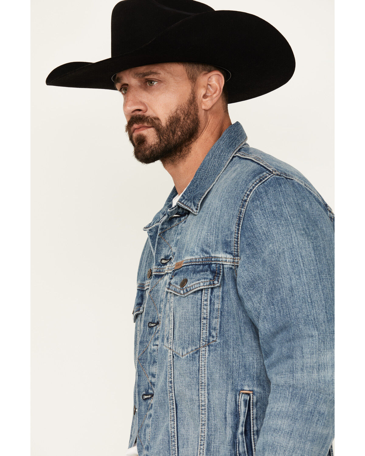 Image #3 - Ariat Men's Roby Denim Trucker Jacket, Medium Wash, hi-res