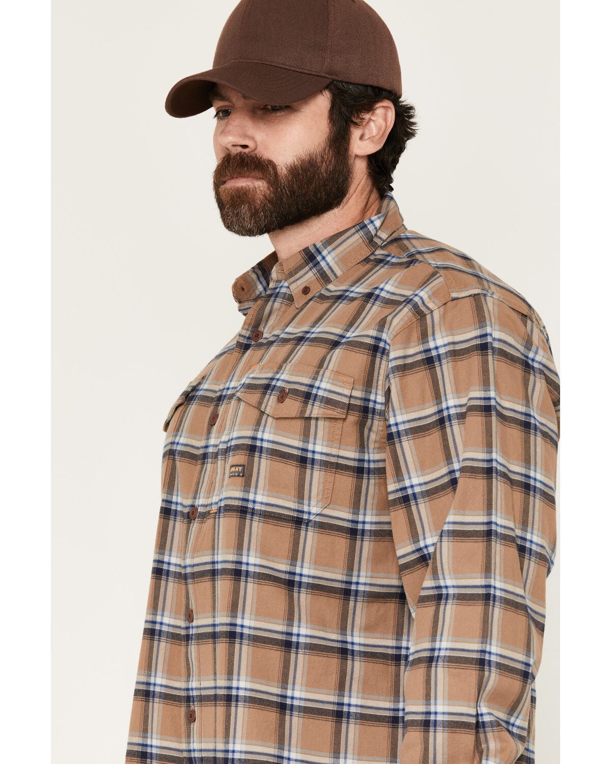 Image #2 - Ariat Men's Rebar Flannel Durastretch Long Sleeve Button-Down Stretch Work Shirt, Beige, hi-res