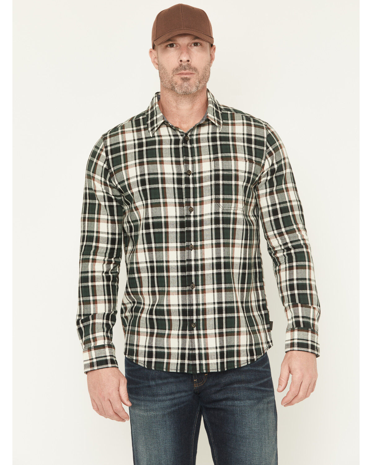 Image #1 - Brothers and Sons Men's Sawmill Plaid Print Long Sleeve Button-Down Flannel Shirt, Green, hi-res