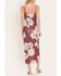 Image #4 - Flying Tomato Women's Rosewood Bloom Power Mesh Midi Dress, Burgundy, hi-res