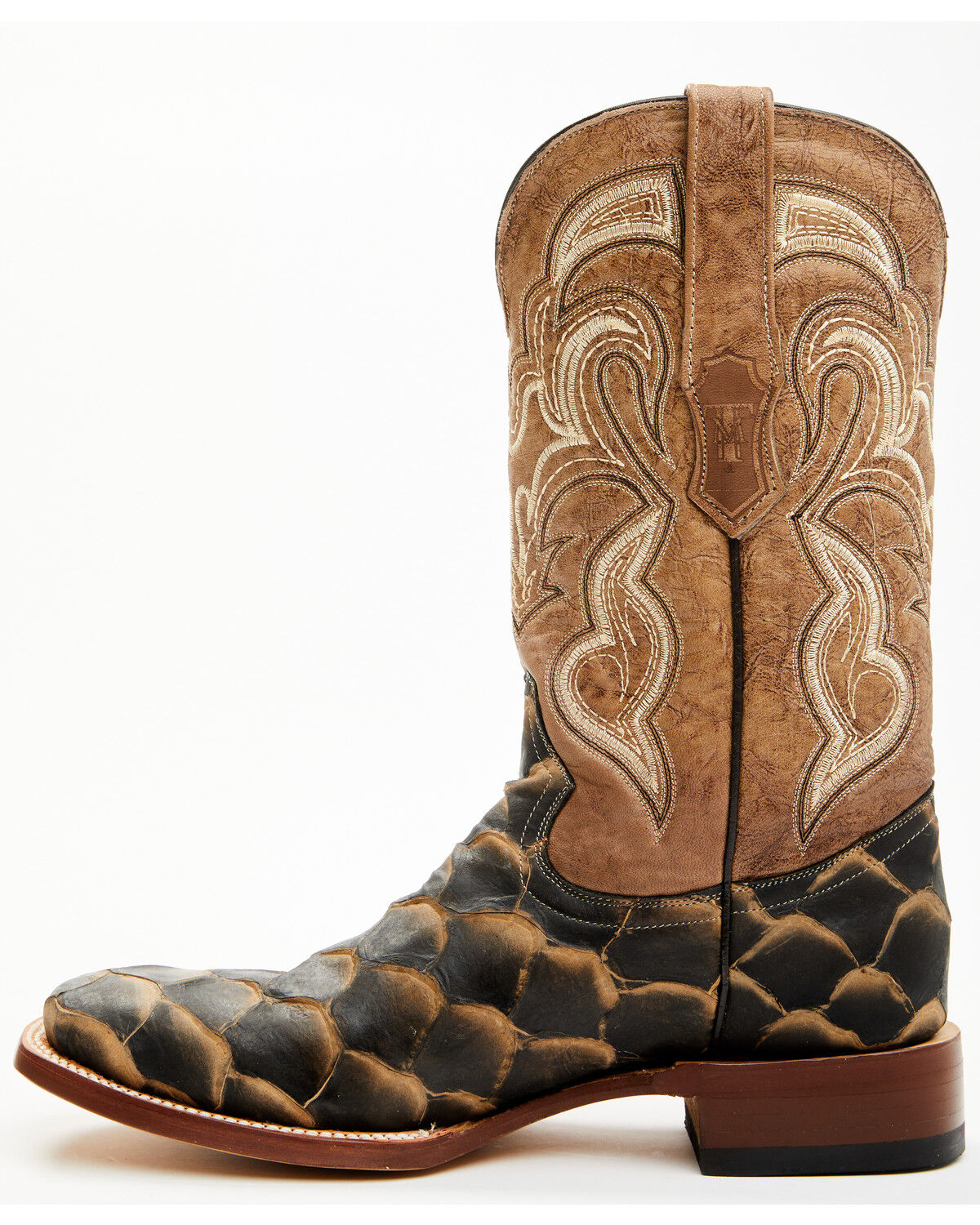 Image #3 - Tanner Mark Men's Monster Fish Print Western Boots - Broad Square Toe, Oryx, hi-res