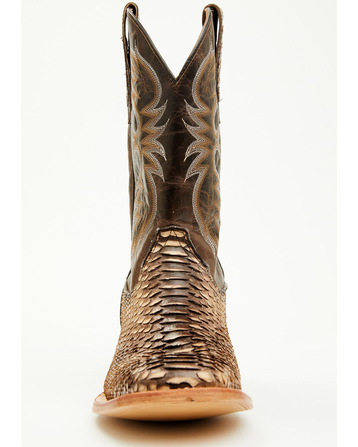 Cody James Men's Python Bone Brown Exotic Western Boots - Broad Square