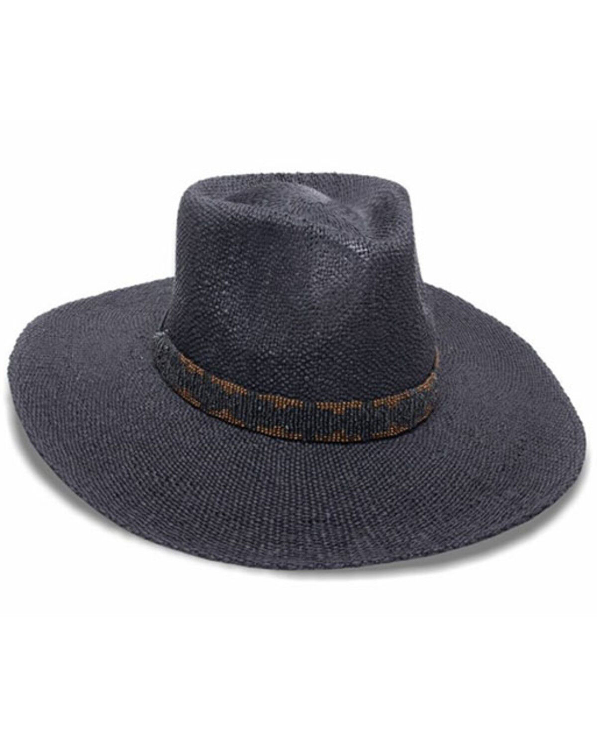 Image #1 - Nikki Beach Women's Twilight Straw Rancher Hat, Black, hi-res