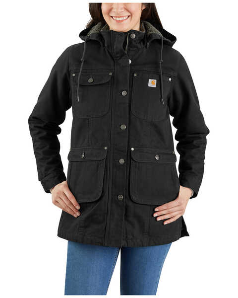 Image #1 - Carhartt Women's Loose Fit Weathered Duck Coat, Black, hi-res