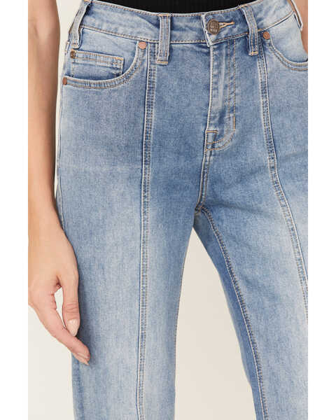 Image #2 - Rock & Roll Denim Women's High Rise Slit Denim Trouser Jeans, Light Blue, hi-res
